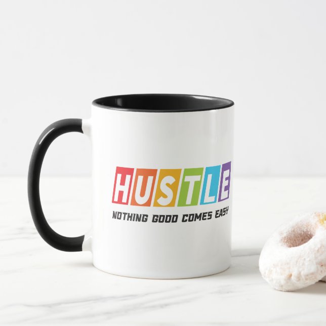 Caneca Retro Hustle Nada de bom vem fácil (Com Donut)