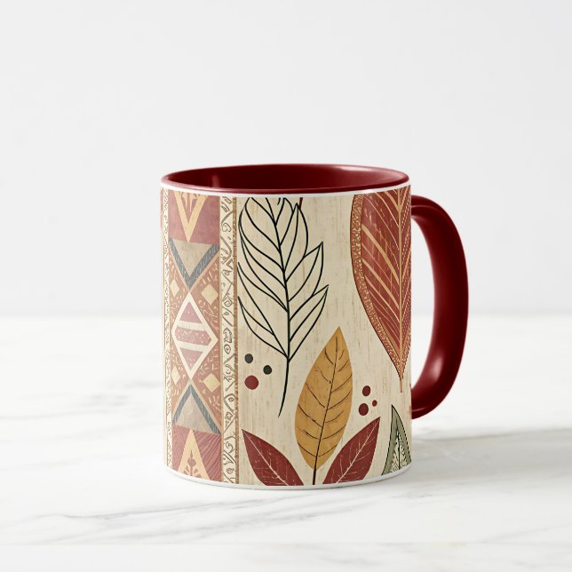 Caneca Retro Leaf Pattern Artistic Design Coffee Tea Mug (Frente Esquerda)