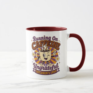 Caneca Retro Mãe Funcionando Com Cafeína Filhos In