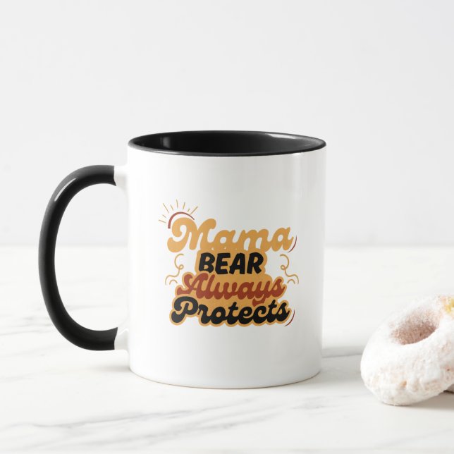 Caneca Retro Mamãe Urso Sempre Protege (Com Donut)