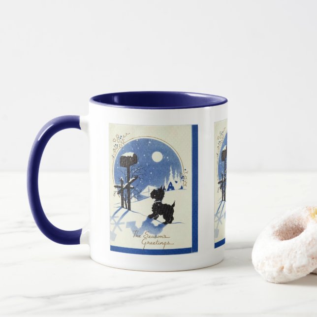 Caneca retro natais vintages Scotty dog Holiday (Com Donut)