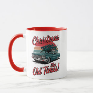 Caneca Retro Natal Carro – Férias de Antigos Tempos