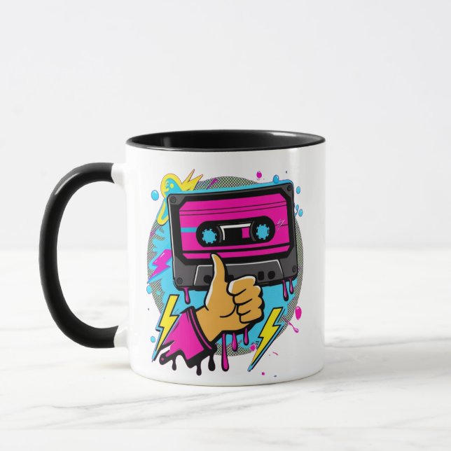 Caneca Retro Neon Cassette Vibes (Esquerda)