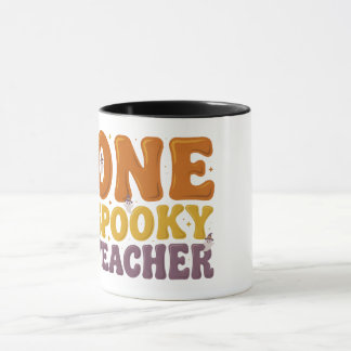 Caneca Retro One Spooky Teacher Groovy Halloween Mug