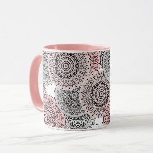 Caneca Retro, padrão retrô, azul e rosa, elegante