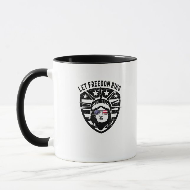 Caneca Retro Patriótico Let Freedom Ring 4 de julho (Esquerda)