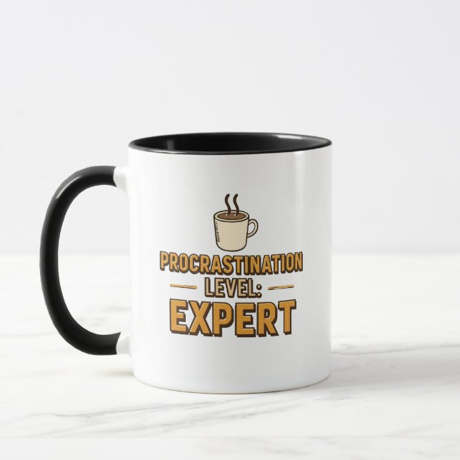 Caneca Retro "Procrastination Level Expert" Saying (Esquerda)