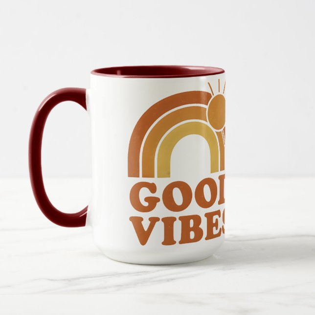 Caneca Retro Rainbow Good Vibes Ceramic Mug (Esquerda)
