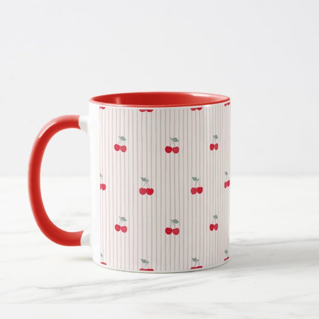 Caneca Retro Red Cherry Pattern Sweetheart Glaze (Esquerda)