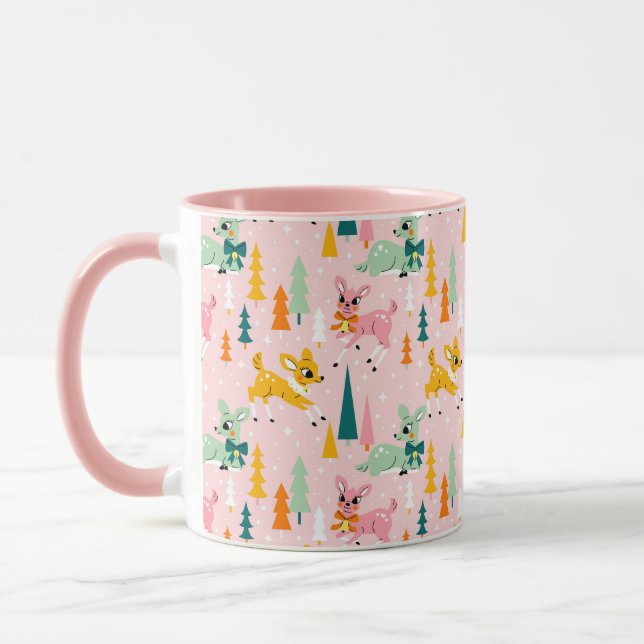 Caneca Retro Reindeer Wonderland Holiday Patterno (Esquerda)