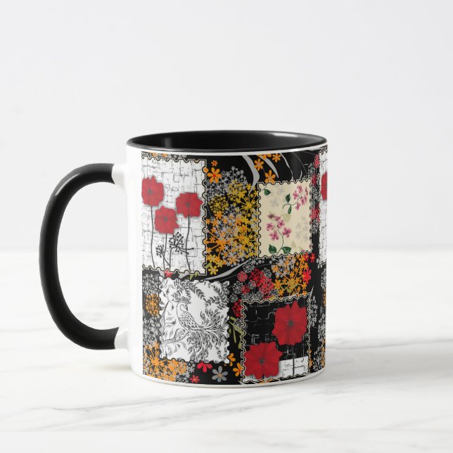 Caneca Retro sem costura retro retro repicagem papilas pa (Esquerda)