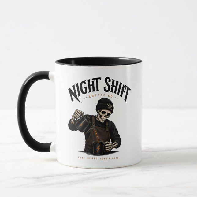 Caneca Retro Skeleton Barista Turno da Noite Coffee Co (Esquerda)