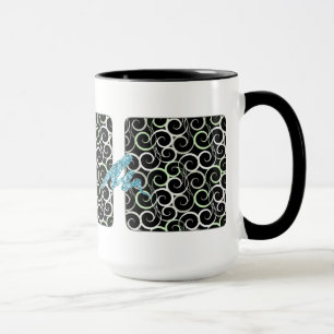 CANECA RETRO SWIRLS DESIGNER COFFEE MUG