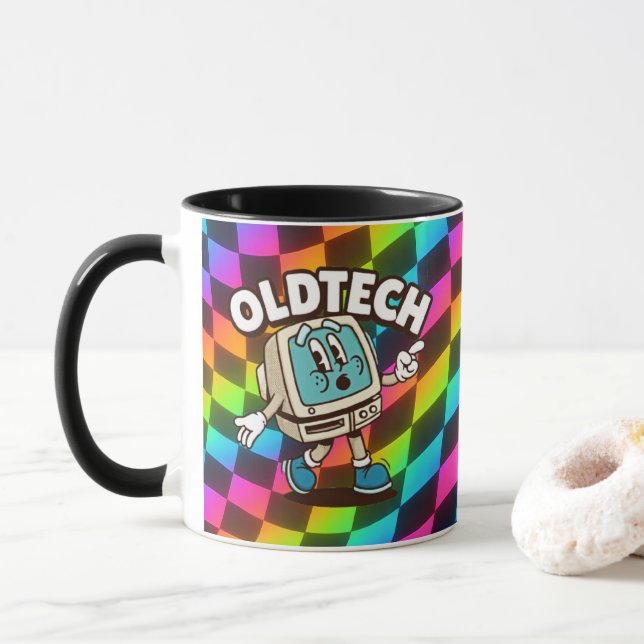 Caneca Retro Tech Cartoon Psychedelic Mug (Com Donut)