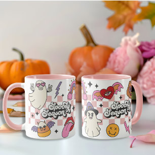 Caneca Retro Verificado na temporada Spookly Feliz Hallow
