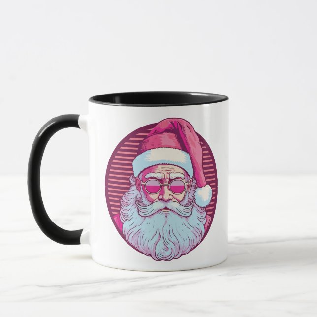 Caneca Retro vintage pink santa claus  (Esquerda)