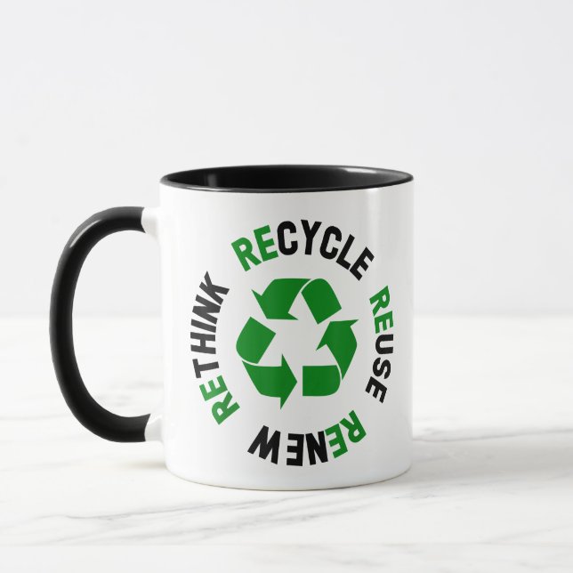 Caneca Reutilização do reciclar Renovar Repensar o Ambien (Esquerda)