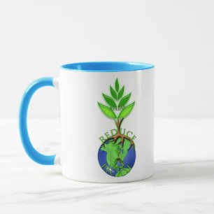 Caneca Reutilizar Reduzir o Reciclar do globo terrestre
