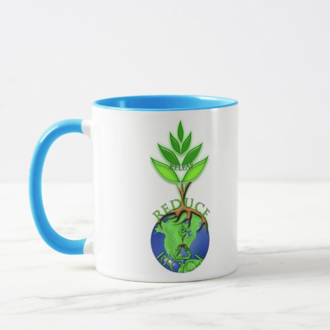 Caneca Reutilizar Reduzir o Reciclar do globo terrestre (Esquerda)