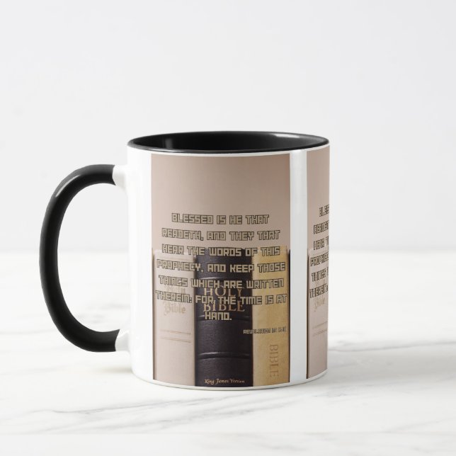 Caneca Revelação 1:3 KJV Escritura de Bíblia Pic Dois Ton (Esquerda)