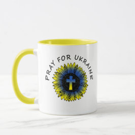Caneca Reze pela Ucrânia, Sunflower e Cross Mug