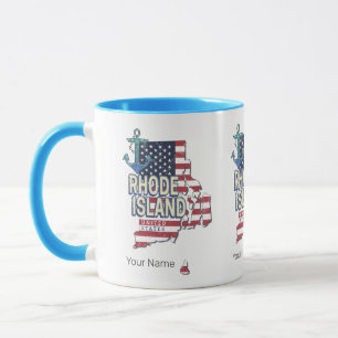 Caneca Rhode Island Estados Unidos - Retro State Map Vint