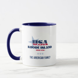 Caneca Rhode Island USA 1790 Blue Star Personalised Mug