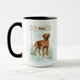 Caneca Rhodesian Ridgeback Watercolor Personalized Dog