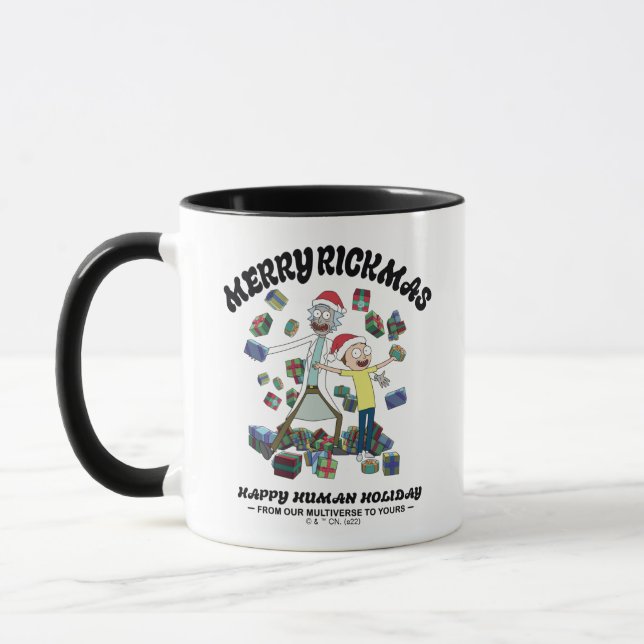 Caneca Rick e Morty | Felizes de Rickmas presentes (Esquerda)