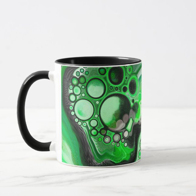 Caneca Rico de Arte Fluida Digital Verde Marble (Esquerda)