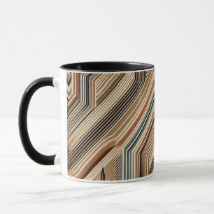 Caneca Ricos e Russos: Castanho Stripe Café Mug