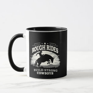 Caneca Rides Rough Construem Vaqueiros Fortes Oeste