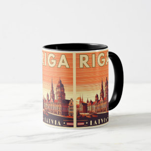 Caneca Riga City, Letónia, presentes de vintagem na cultu