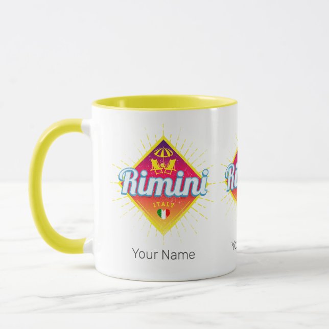 Caneca Rimini Emilia-Romagna Itália Retro Sunset Vintage (Esquerda)