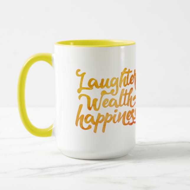 Caneca Rindo Riqueza Felicidade Mug (Esquerda)