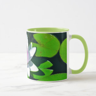 Caneca Ringer Coffee Mug, "Mauve White Lotus Blossom"