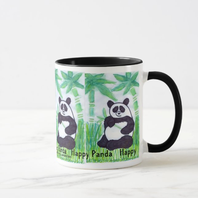 Caneca Ringer Mug O.O 4 Pandas felizes (Direita)