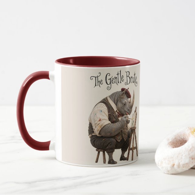 Caneca Rinoceronte com um pincel (Com Donut)