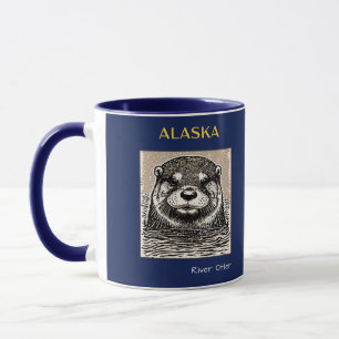 Caneca Rio Alaska - Otter Portrait Azul e Dourado