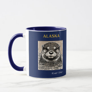 Caneca Rio Alaska - Otter Portrait Azul e Dourado