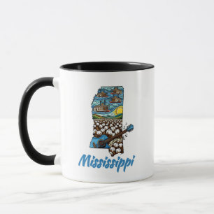Caneca Rio de Barcos Tatuados do Mississippi Campo de Alg