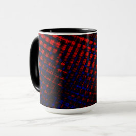 Caneca Riscos cruzados vermelho e azul