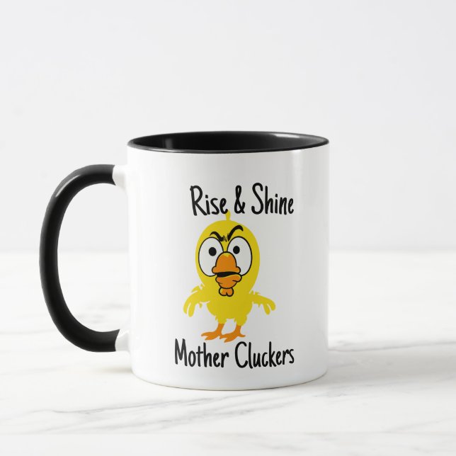 Caneca Rise & Shine Mãe Cluckers Engraçado Galinha (Esquerda)
