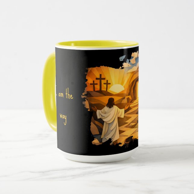 Caneca Risen Jesus Empty Tomb 3D Papercut 15oz Coffee Mug (Frente Esquerda)