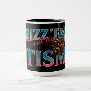 Caneca Rizz Em Com O Tism Meme Autismo Raccoon Engraçado