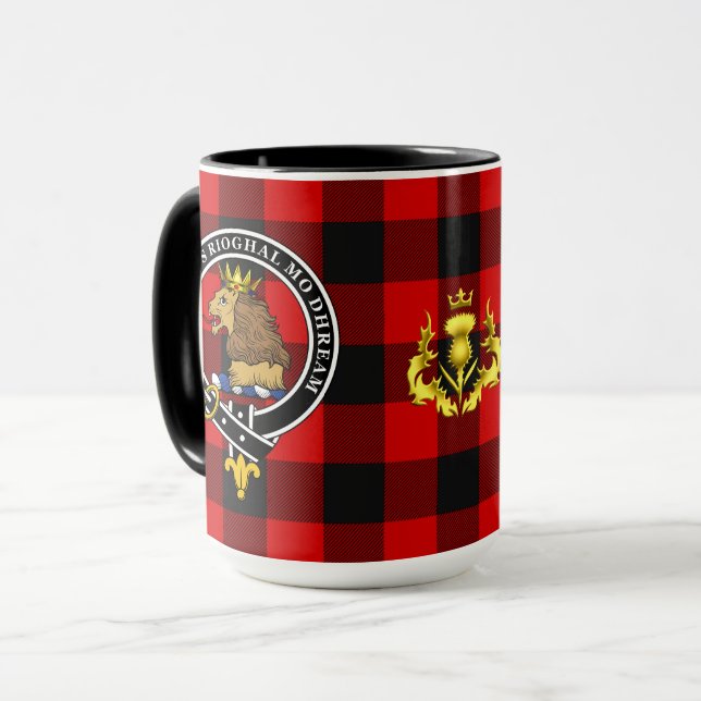 Caneca Rob Roy MacGregor Clan Crachá & Tartan (Frente Esquerda)
