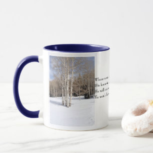 Caneca Robert Frost Poem Parando por Woods Snowy Noite