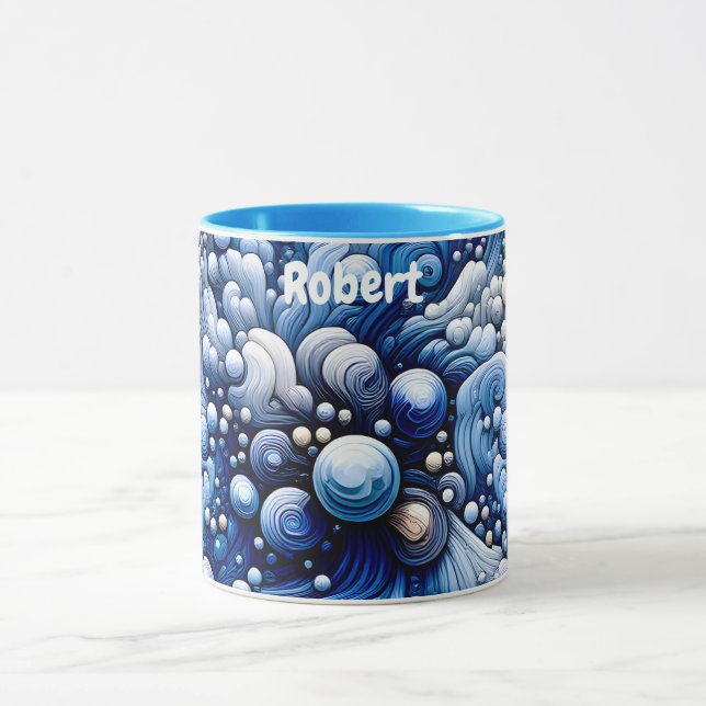 Caneca ROBERT ~ Zany Bubbles 3D ~ Blues ~ (Centro)