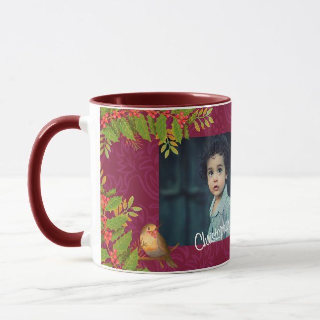 Caneca Robin Birds Holly Berry Photo Wine (Esquerda)
