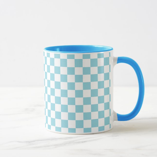 Caneca Robin Egg Blue Combo Mug com Padrão Branco Quadrad (Direita)